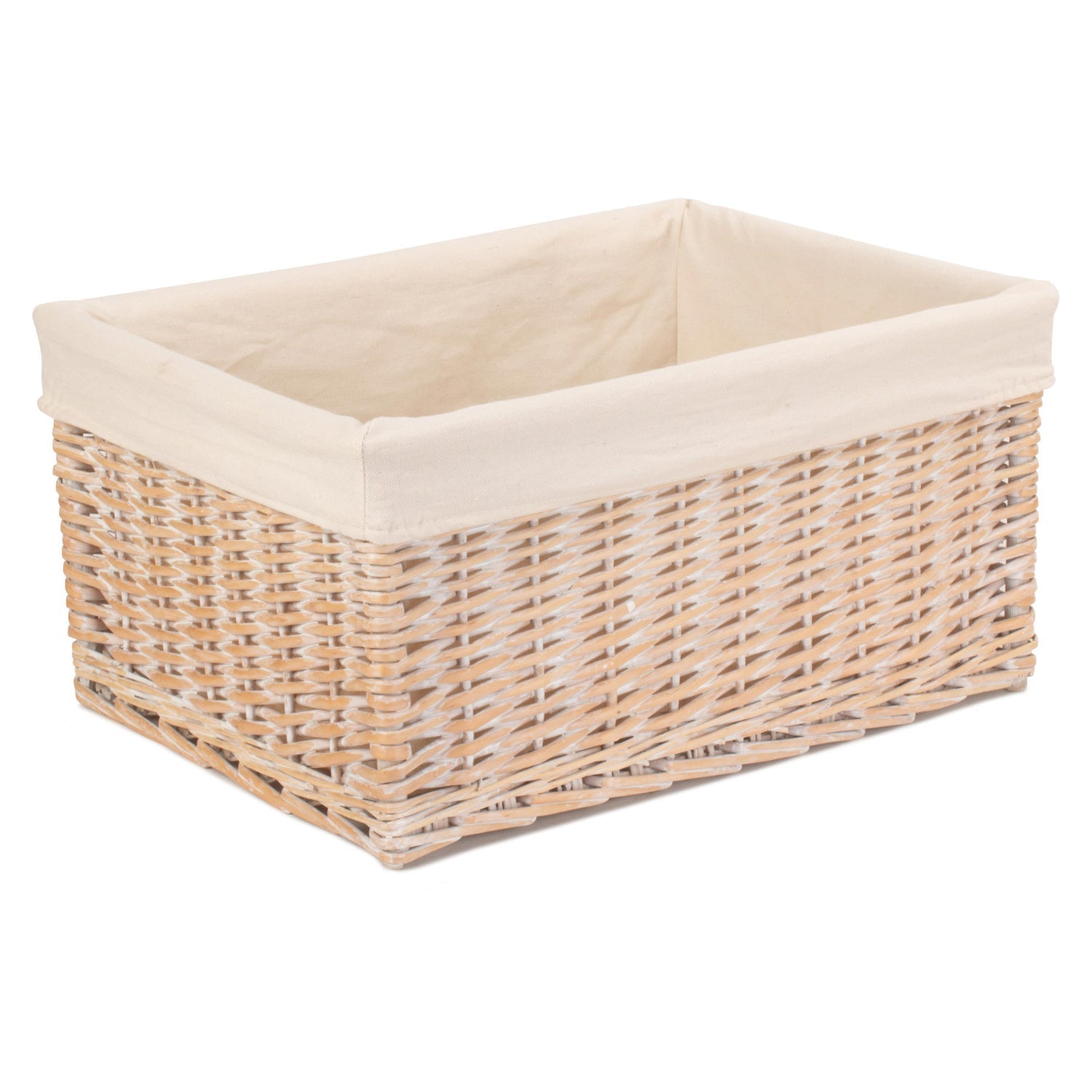Extra Large White Wash Willow Storage Basket with White Lining - REGN