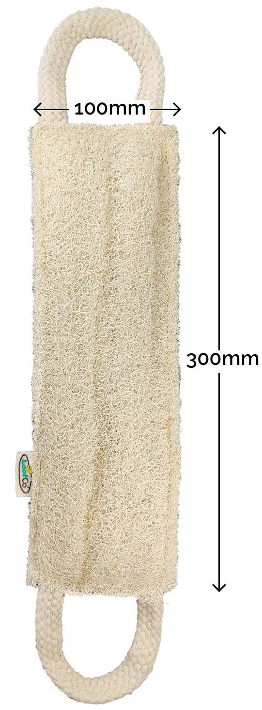 LoofCo Back Scrubber – Natural Loofah Exfoliator with Cotton Handles