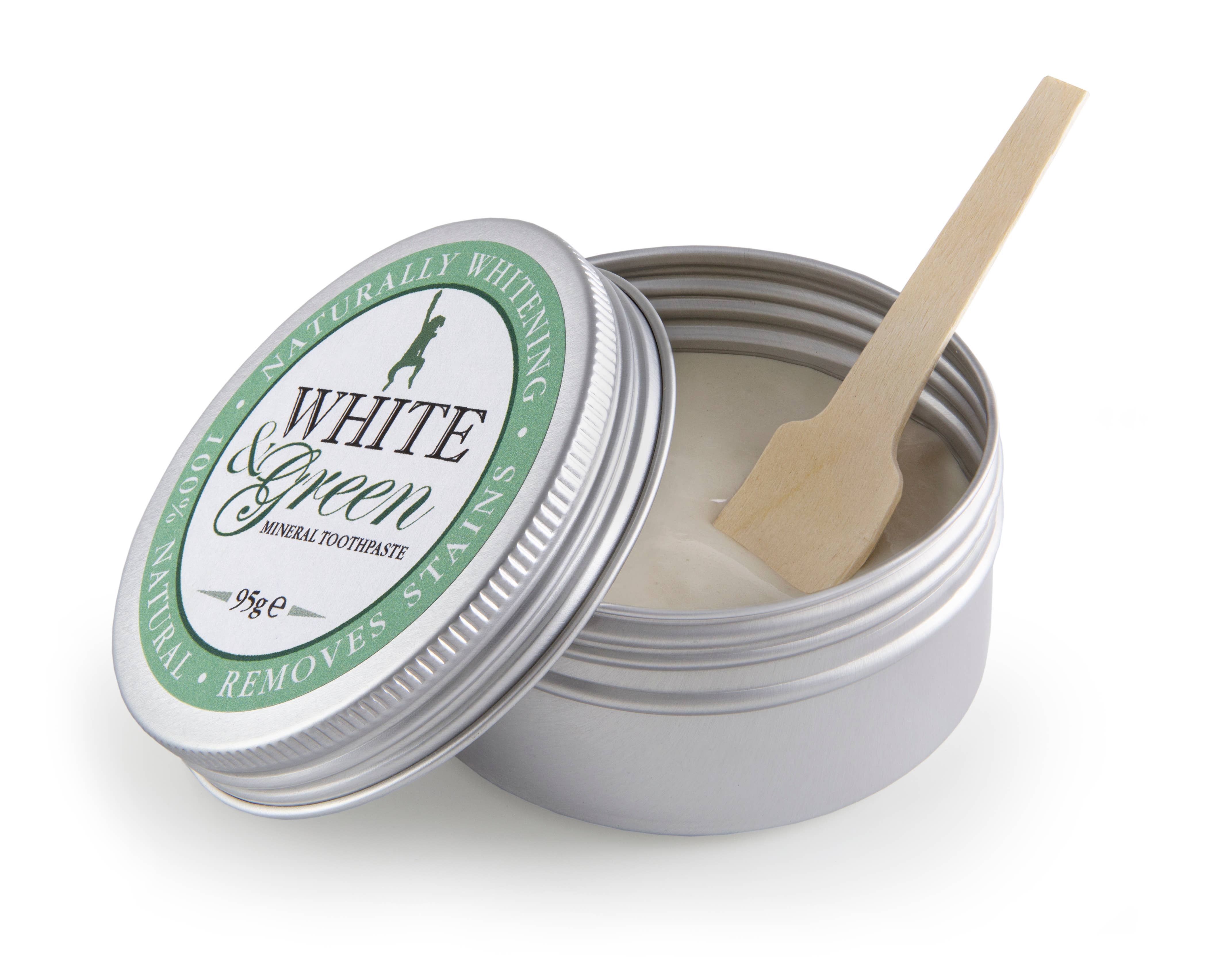 White & Green Mineral Toothpaste 95g – Fluoride-Free Organic Formula