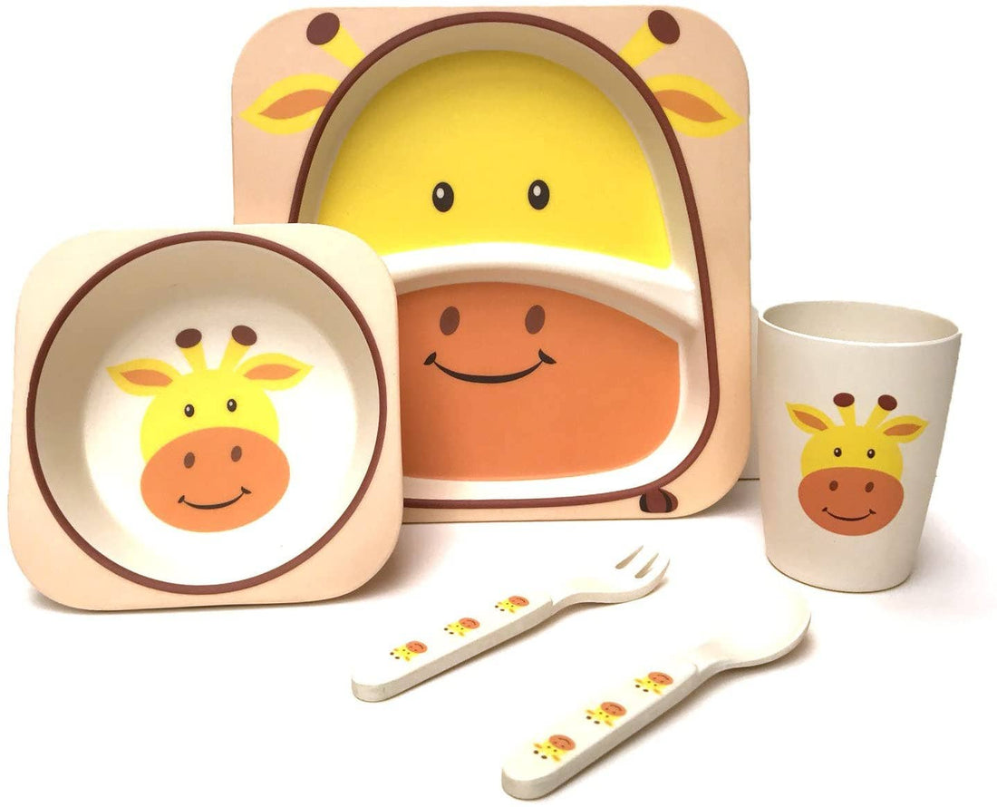 Elephant Bamboo Kids Dinner Set – 5 Piece Eco-Friendly Tableware