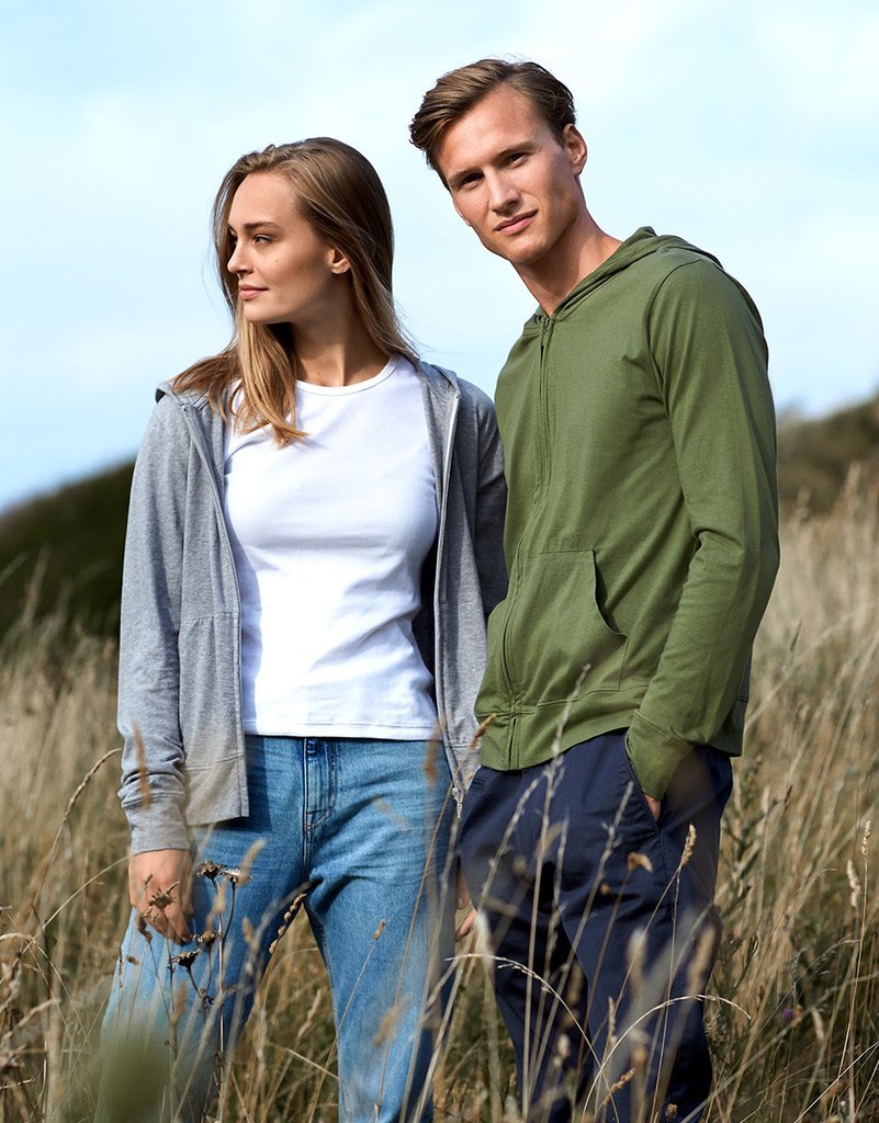 Fairtrade Organic Zipped T-shirt Hoodie: Unisex - REGN