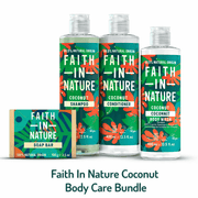 Faith In Nature Coconut Body Care Bundle – Shampoo, Conditioner, Body Wash & Soap - REGN