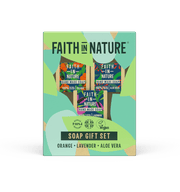 Faith In Nature Soap Stack Gift Set – Orange, Aloe Vera & Lavender 3 x 100g Natural Soaps - REGN