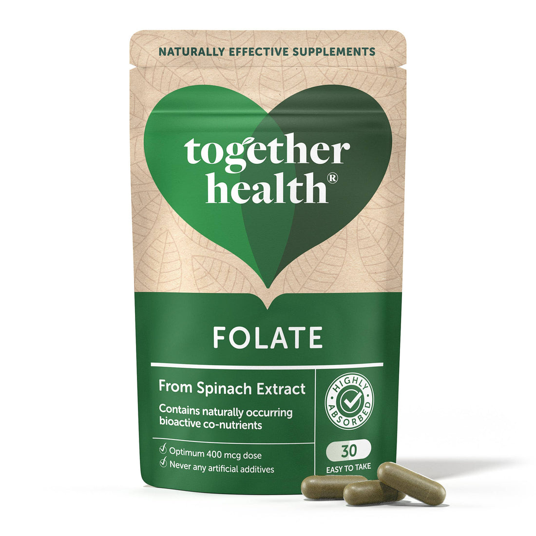 Folate – Natural Alternative to Folic Acid – 30 Capsules