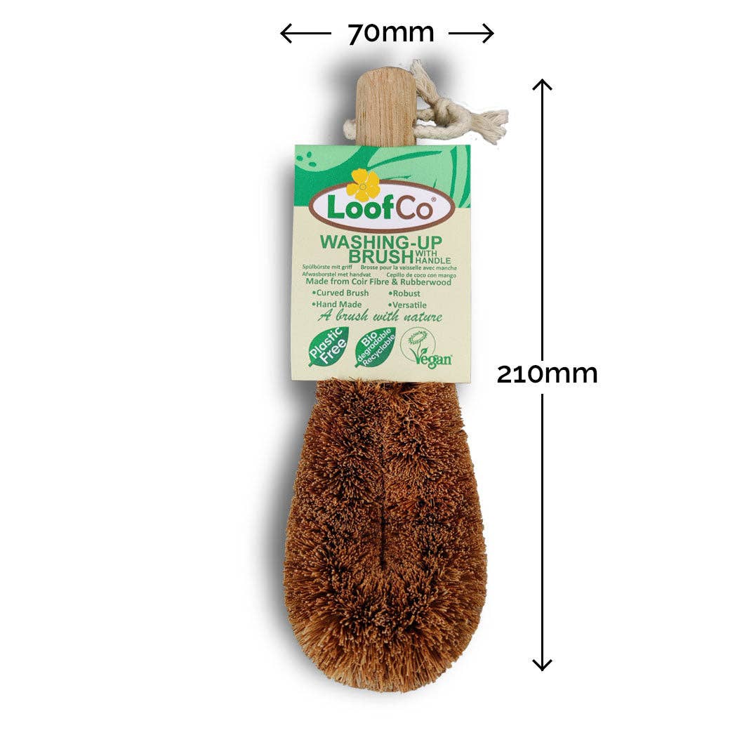 LoofCo Washing-Up Brush with Handle – Natural Coconut Fibre Dish Brush