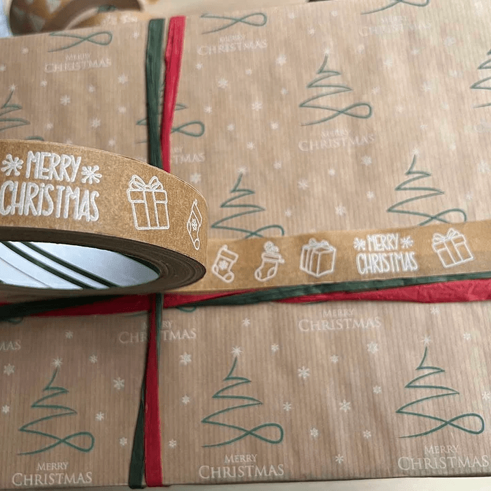 Festive Biodegradable Paper Tape - 24mm x 50m - REGN