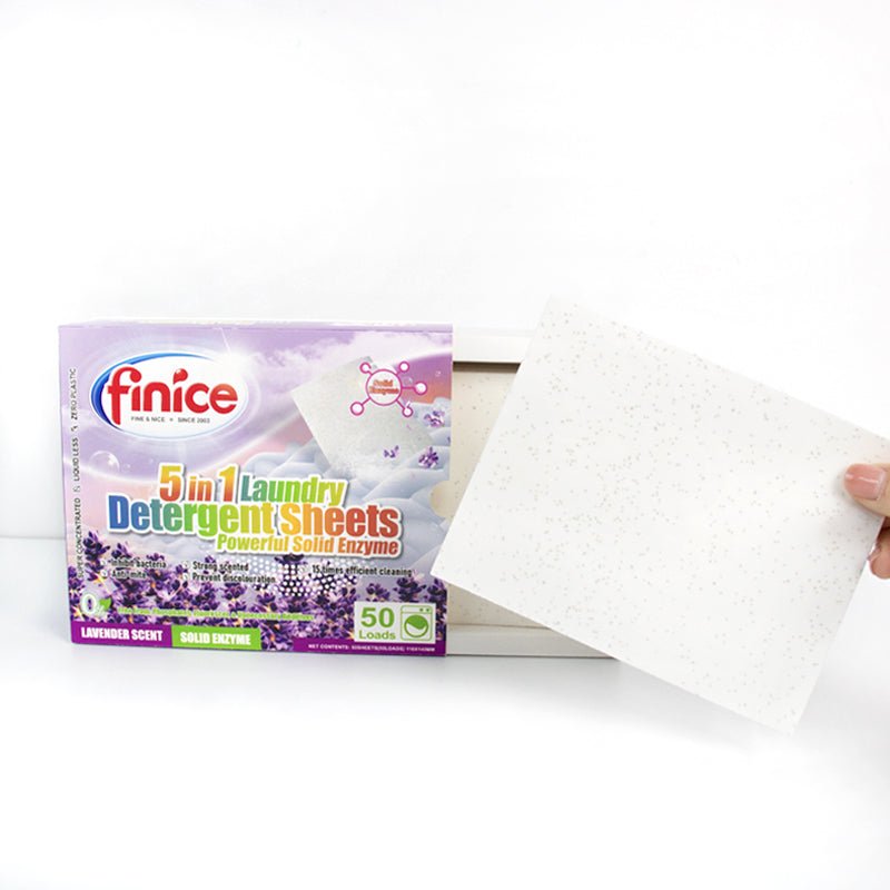 Finice 5 in 1 Laundry Detergent Sheets – Powerful Stain Removal, Solid Enzyme, 50 Loads - REGN