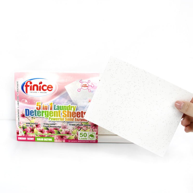 Finice 5 in 1 Laundry Detergent Sheets – Powerful Stain Removal, Solid Enzyme, 50 Loads - REGN