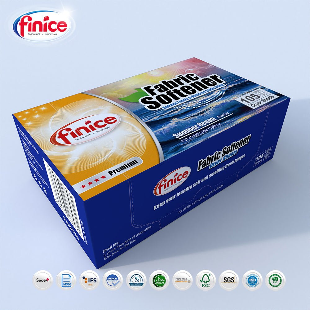 Finice Fabric Softener Dryer Sheets – Plant - Based, Anti - Static & Sensitive Skin Safe, 105 Sheets - REGN
