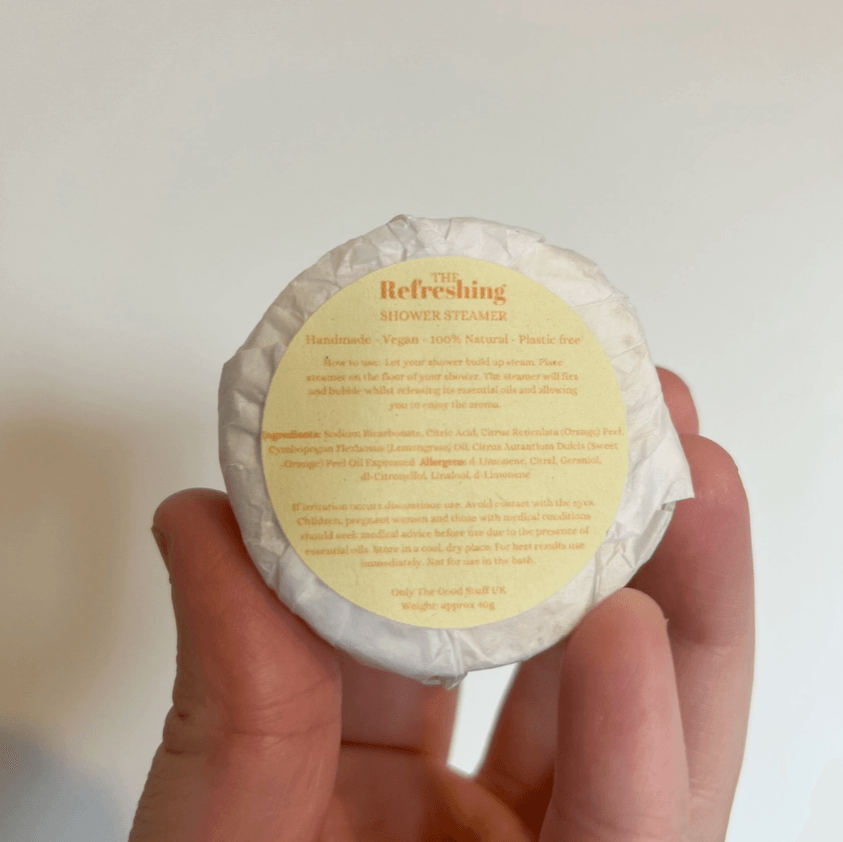 Floral Topped Shower Steamer For Stress - Free Relaxation, Sweet Orange Lemongrass Essential Oils - REGN