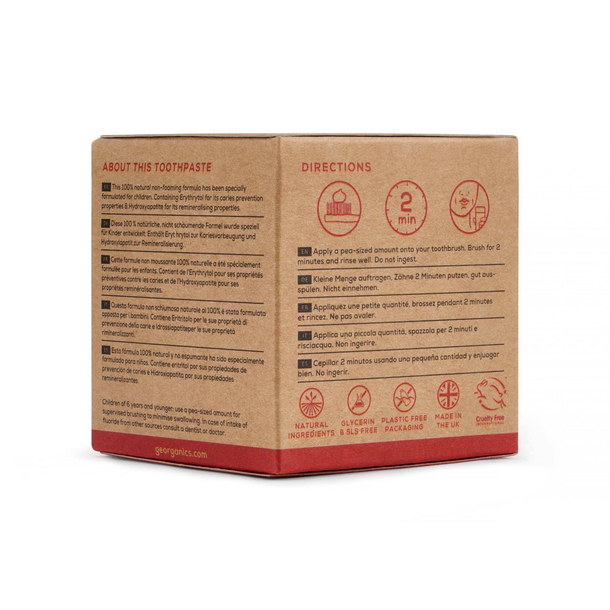 Geo Kids Fluoride Toothpaste - 100% Natural, Non - Foaming Formula - REGN