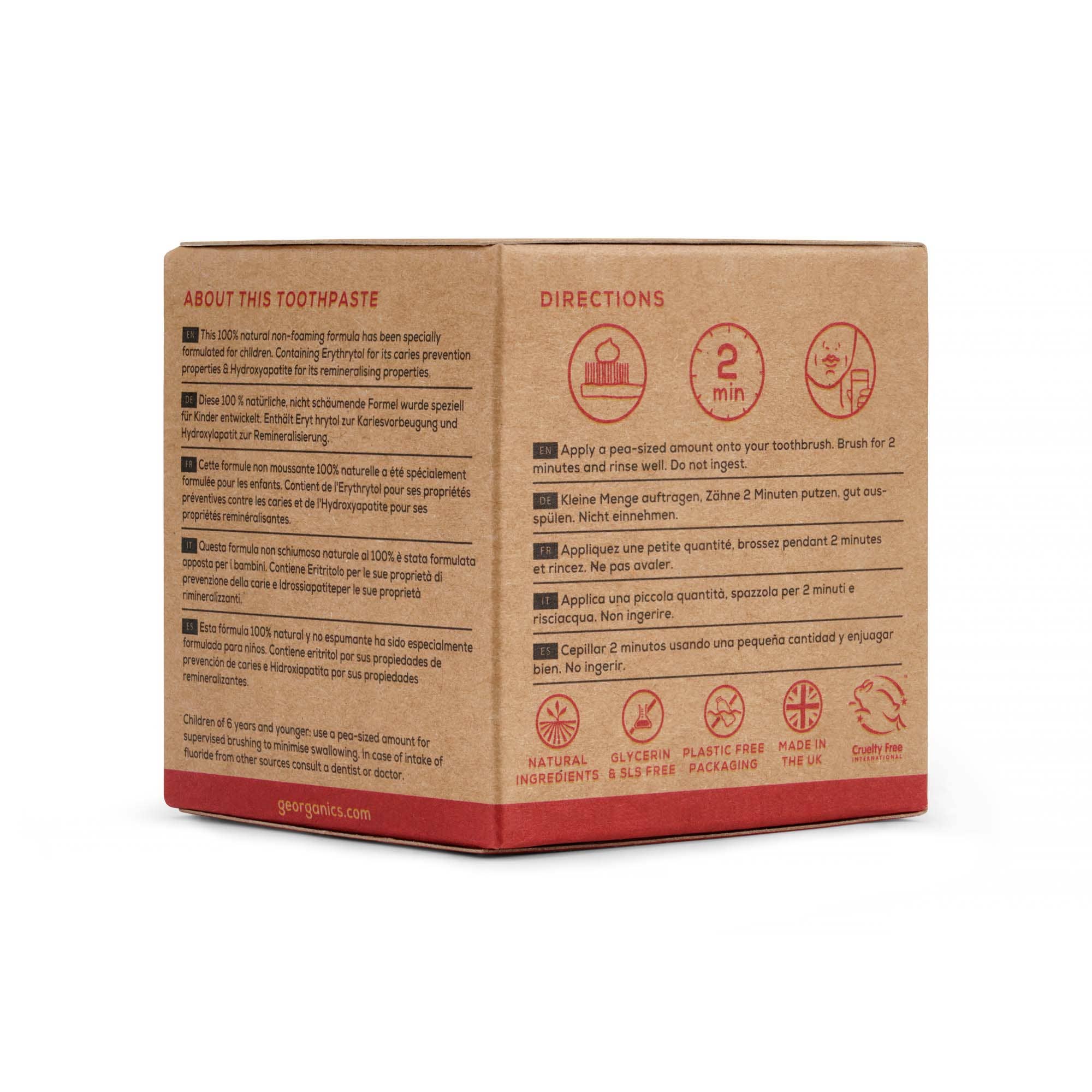 Geo Kids Fluoride Toothpaste - 100% Natural, Non - Foaming Formula - REGN