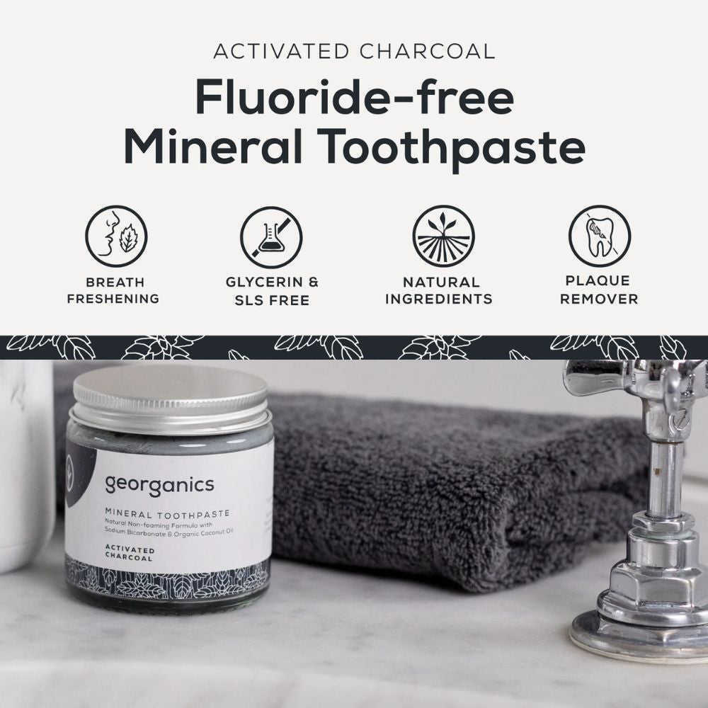Georganics Fluoride Free Charcoal Toothpaste 60ml Natural Mineral Formula - REGN