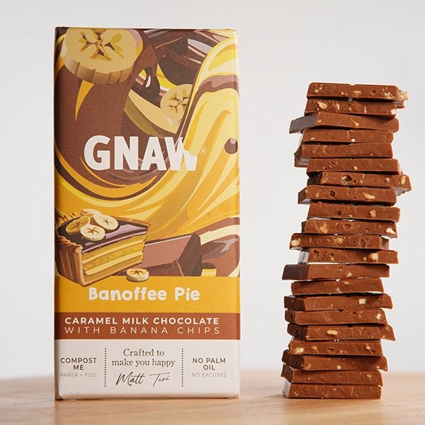 GNAW Banoffee Pie Milk Chocolate Bar 80g | Caramel & Banana - REGN