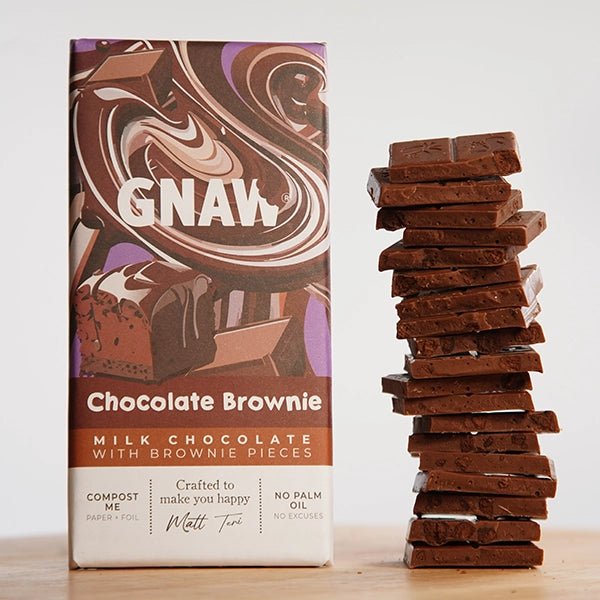 GNAW Chocolate Brownie Milk Chocolate Bar 80g | 40% Colombian Cocoa - REGN