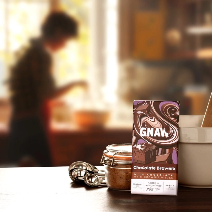GNAW Chocolate Brownie Milk Chocolate Bar 80g | 40% Colombian Cocoa - REGN