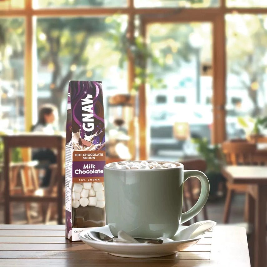 GNAW Milk Hot Chocolate Spoon with Marshmallows 40g | 36% Colombian Cocoa - REGN