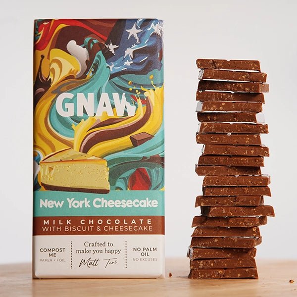 GNAW New York Cheesecake Milk Chocolate Bar 80g | Creamy Cheesecake Flavour - REGN
