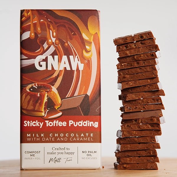 GNAW Sticky Toffee Pudding Milk Chocolate Bar 80g | Colombian Cocoa - REGN