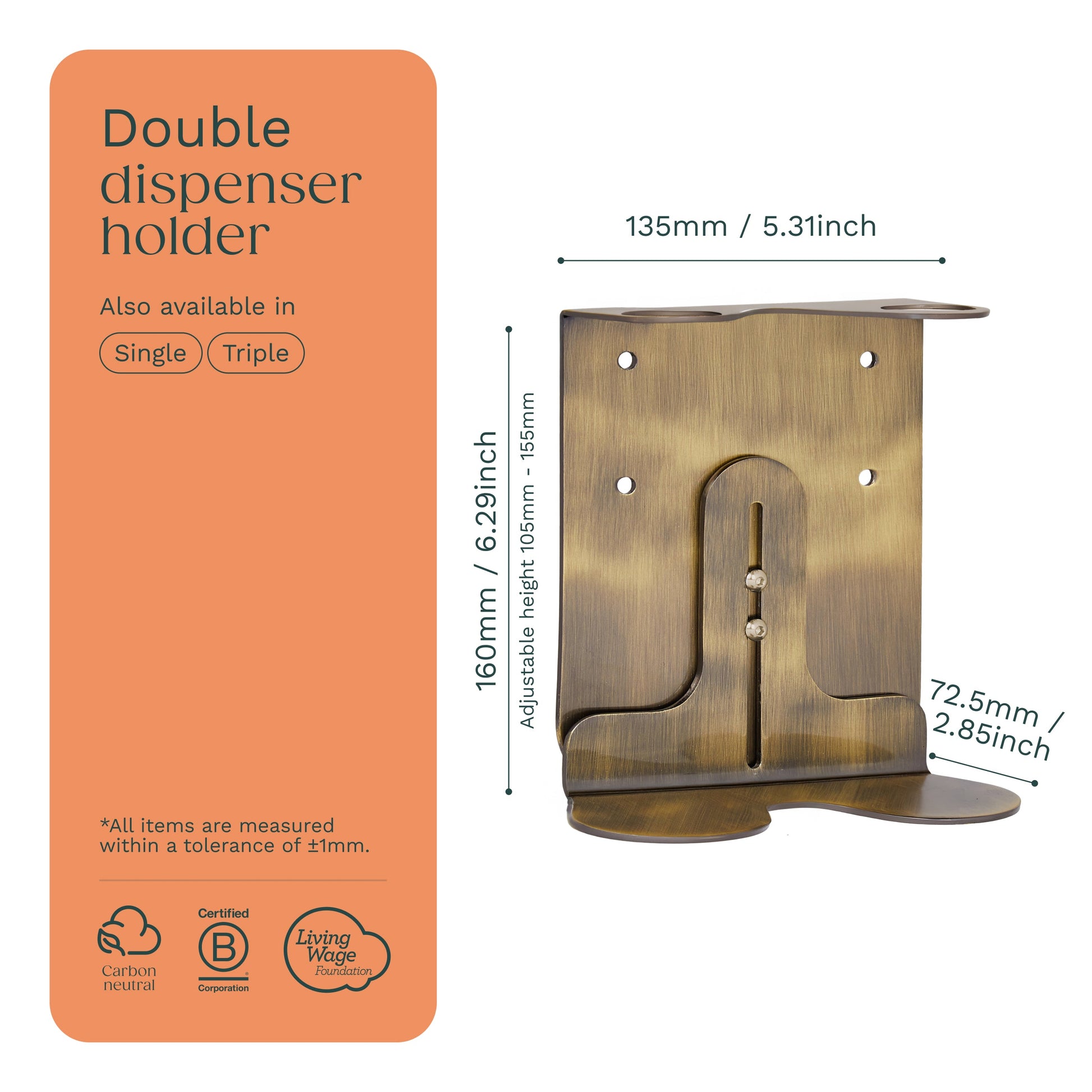 Gold Double Soap Bottle Holder - REGN