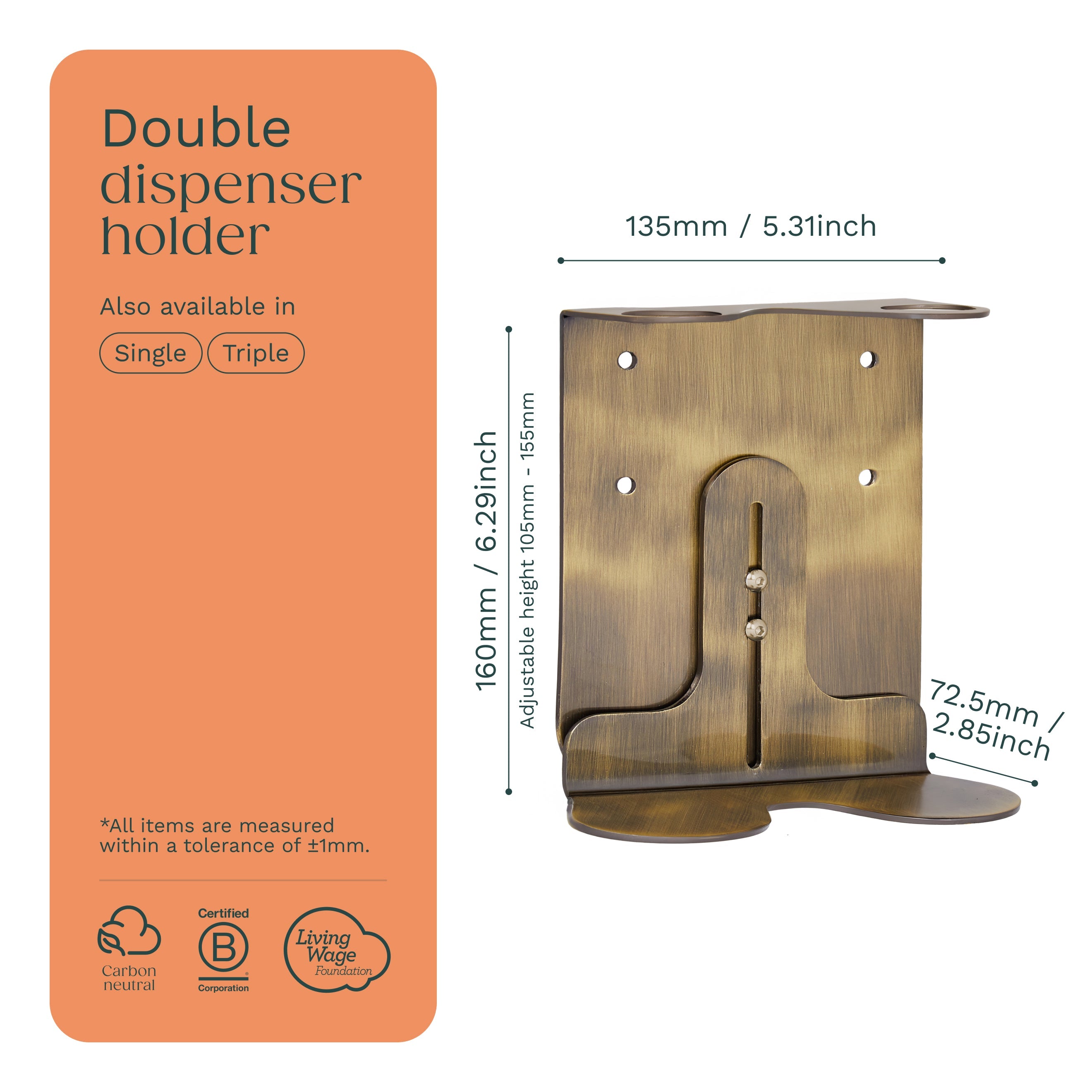 Gold Double Soap Bottle Holder - REGN