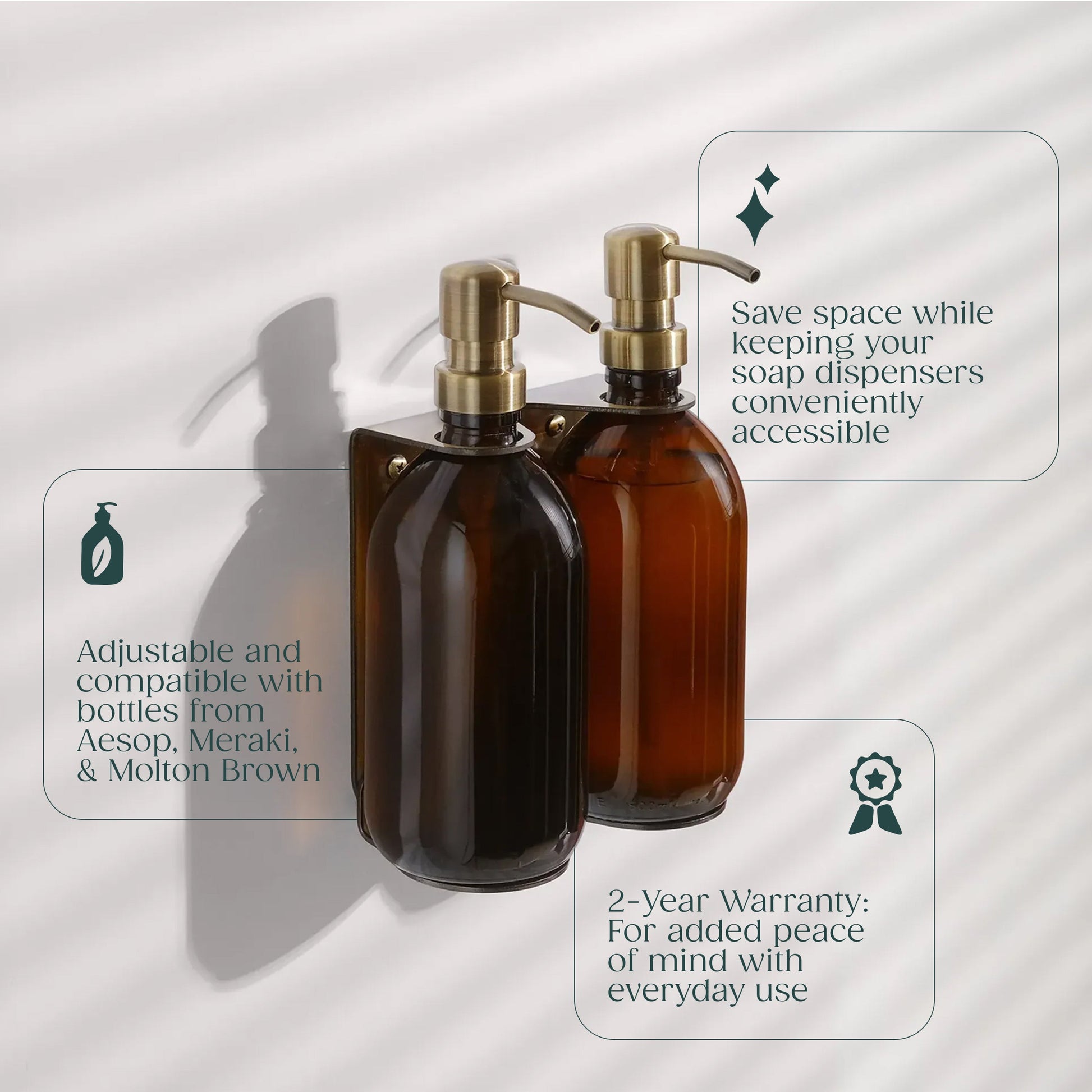 Gold Double Soap Bottle Holder - REGN