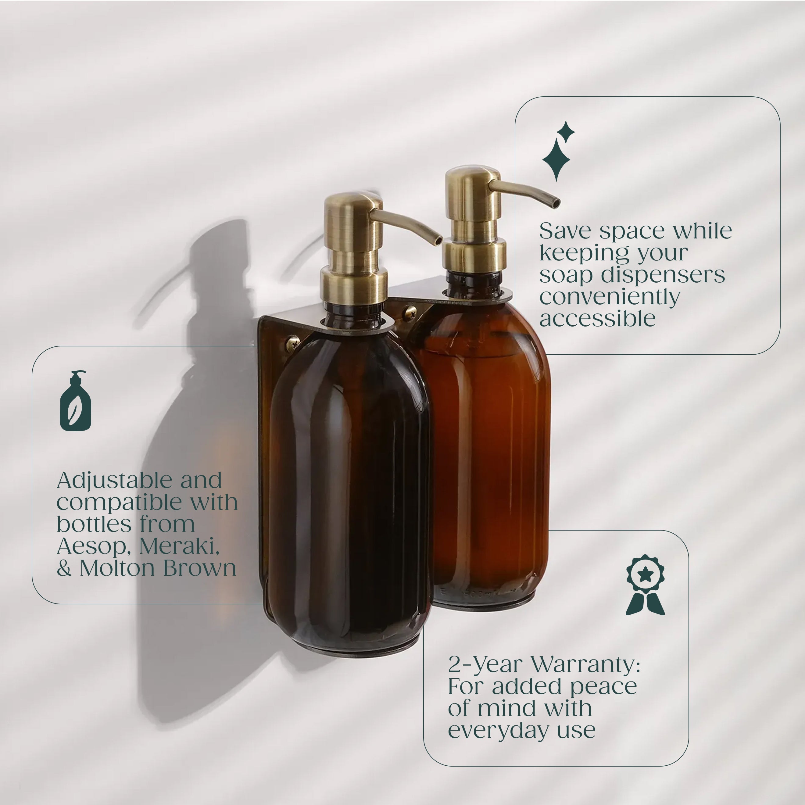 Gold Double Soap Bottle Holder - REGN