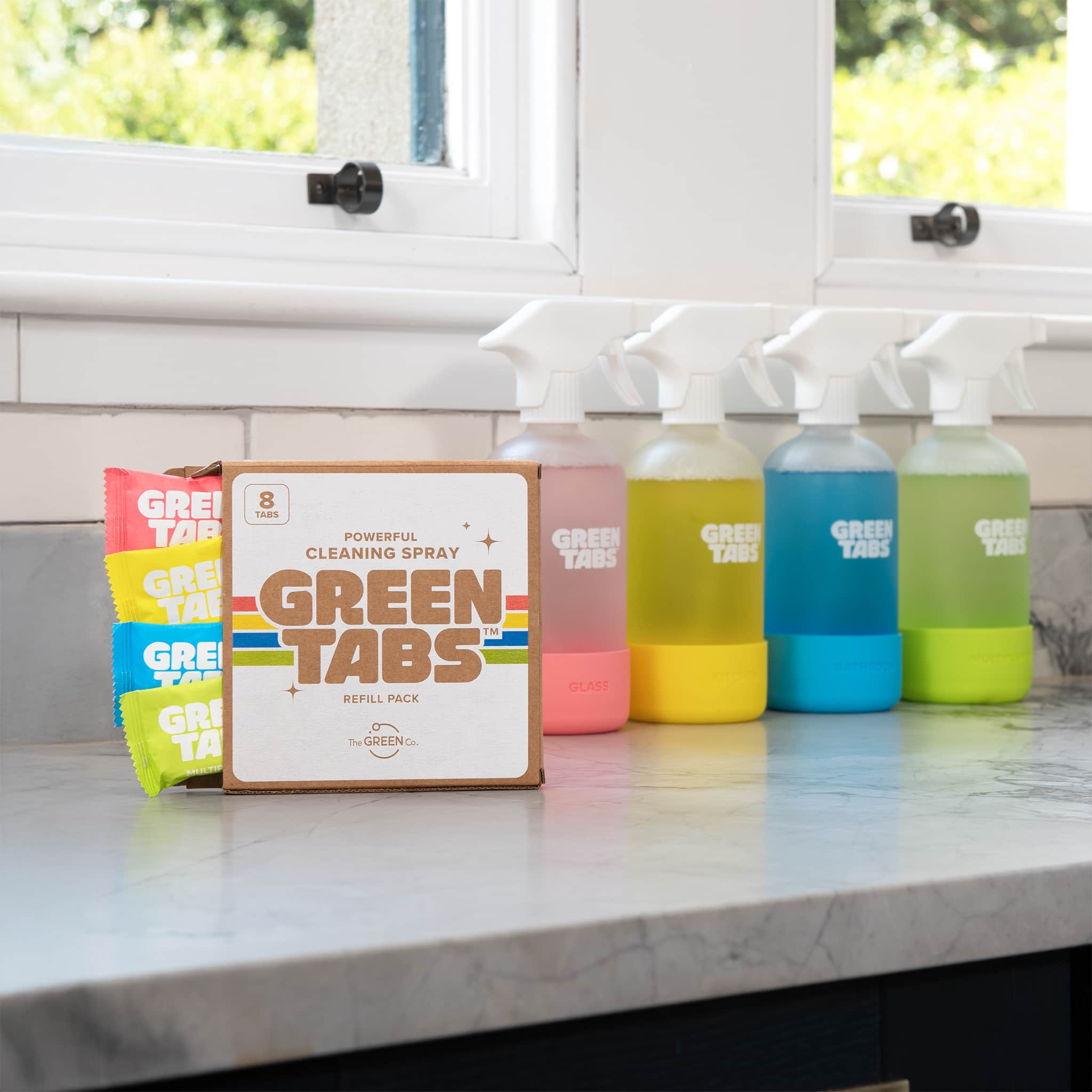 GreenTabs™ Cleaning Spray Refills – 8 Pack Plant - Powered, Plastic - Free & Eco - Friendly - REGN