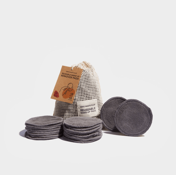 Grey Organic Reusable Cotton Makeup Remover Pads - Eco Cotton Washable Pads, Pack of 16 - REGN