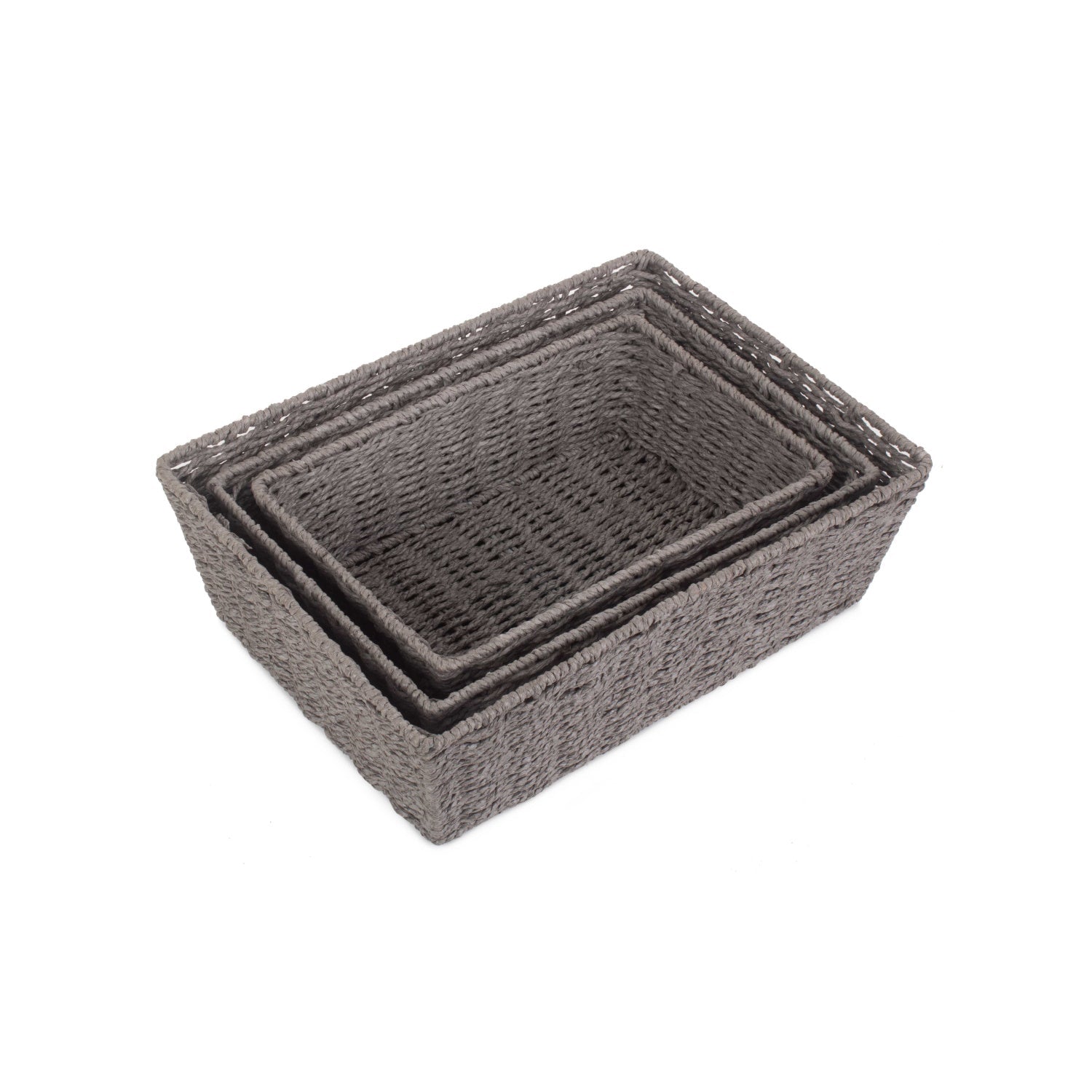 Grey Paper Rope Tray Baskets Set 3 - REGN