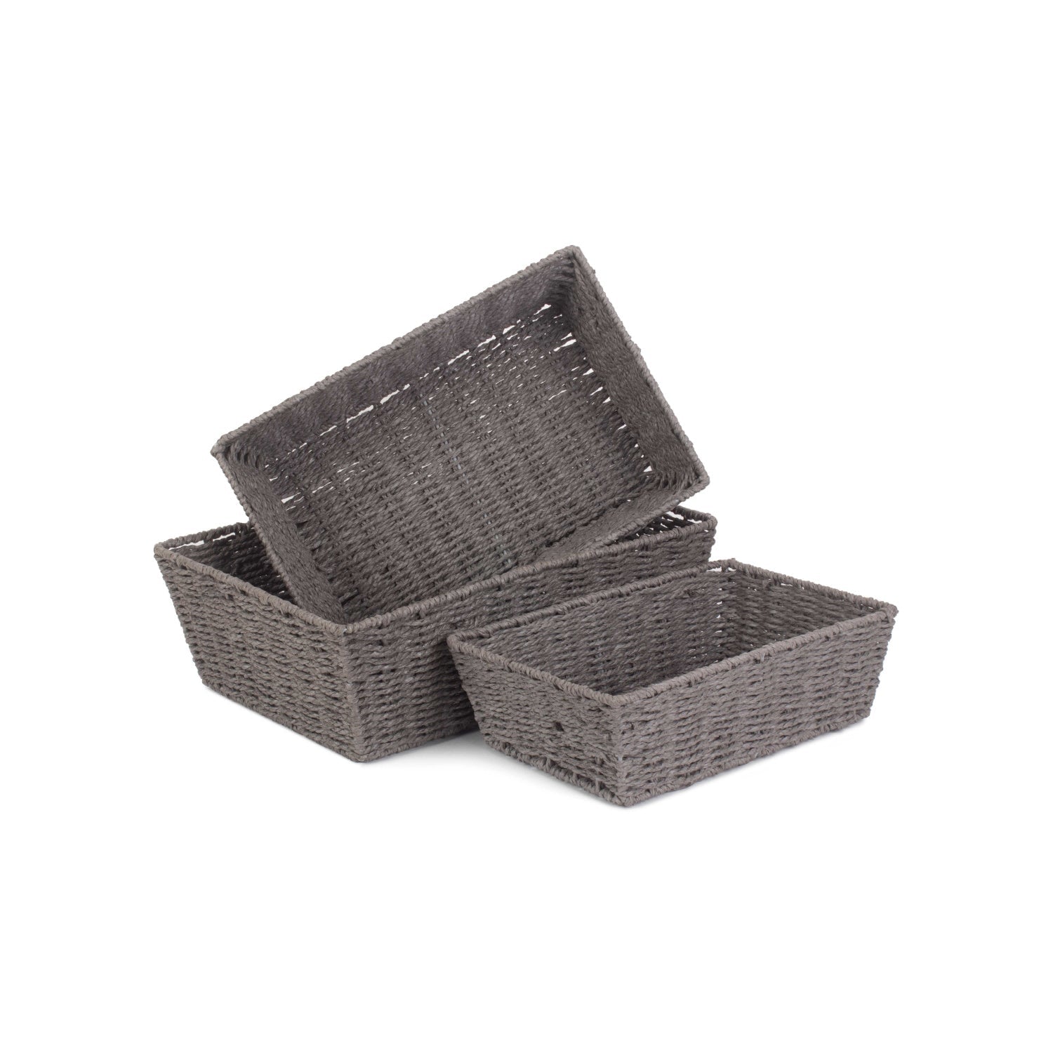 Grey Paper Rope Tray Baskets Set 3 - REGN