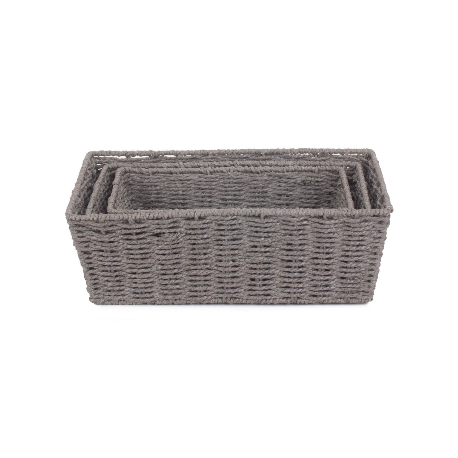 Grey Paper Rope Tray Baskets Set 3 - REGN