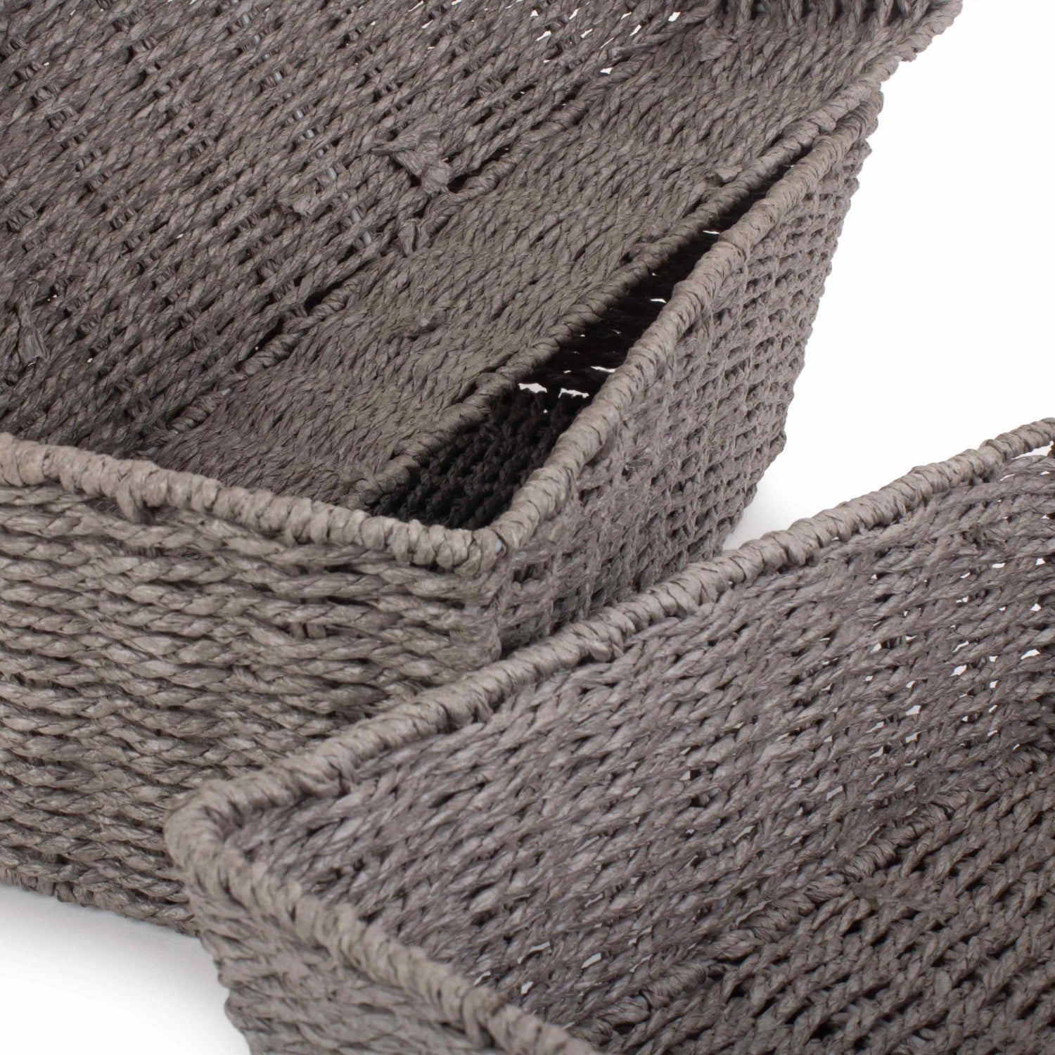 Grey Paper Rope Tray Baskets Set 3 - REGN