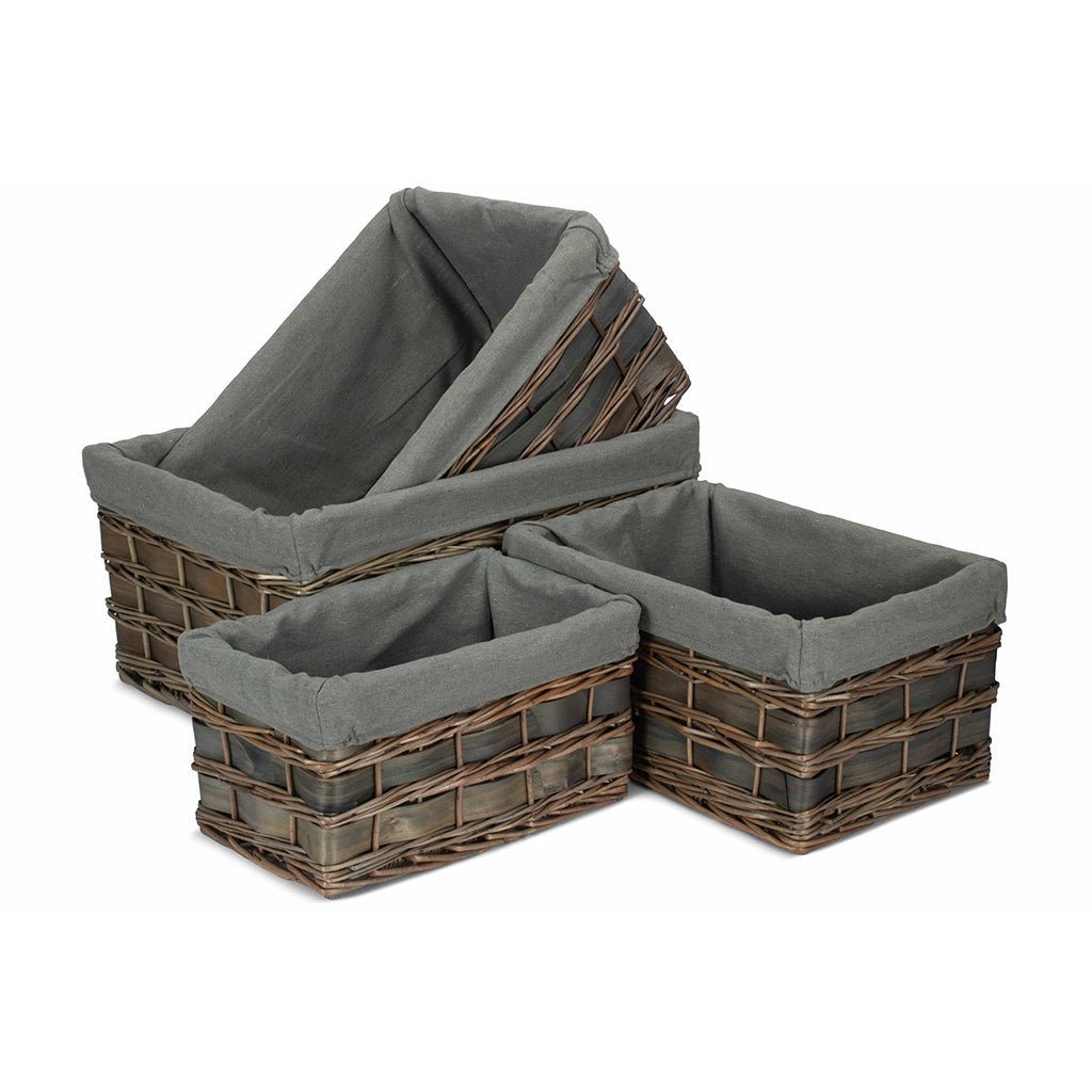 Grey Scandi Storage Basket with Grey Sage Lining Set 4 - REGN