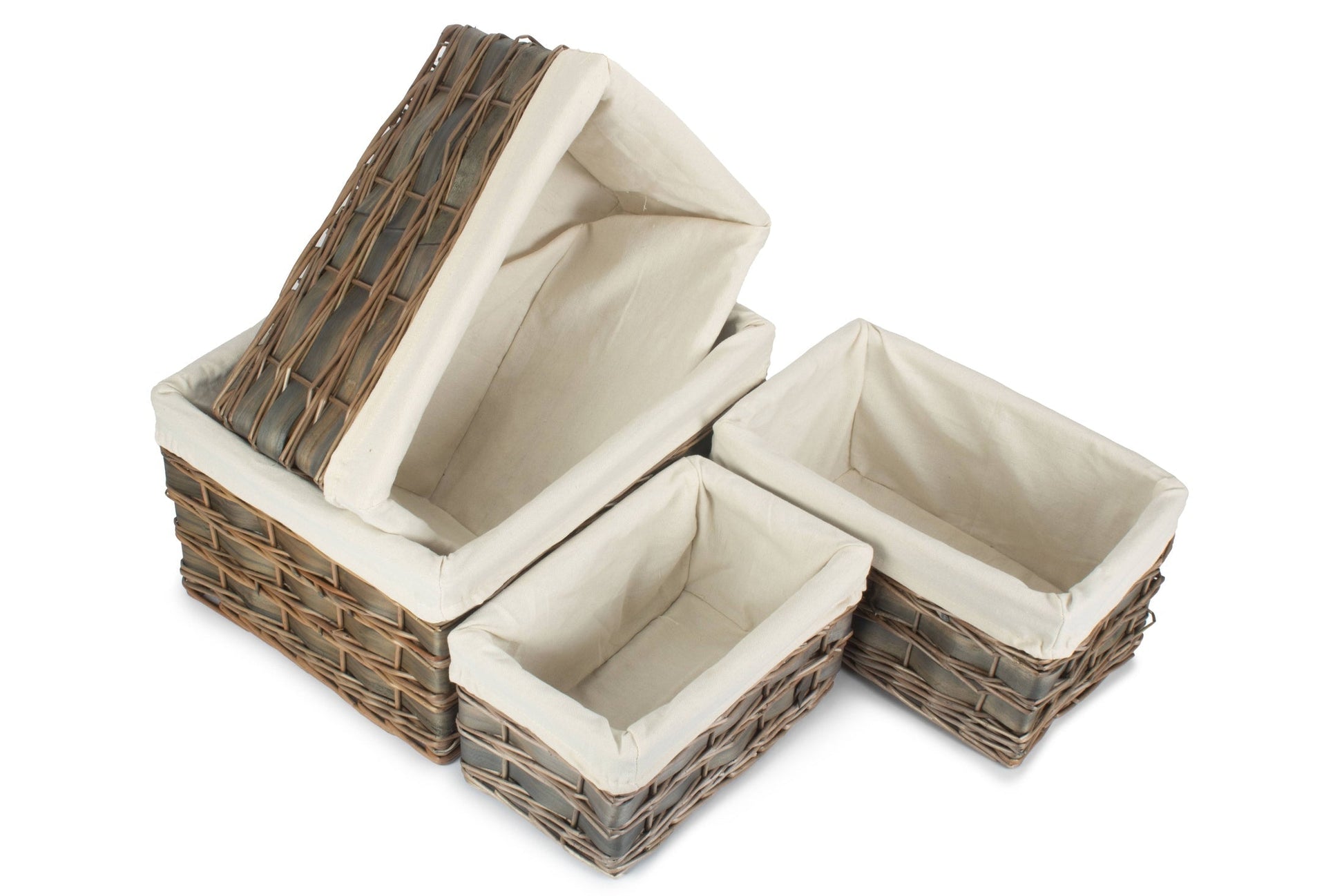Grey Scandi Storage Basket with White Lining Set 4 - REGN