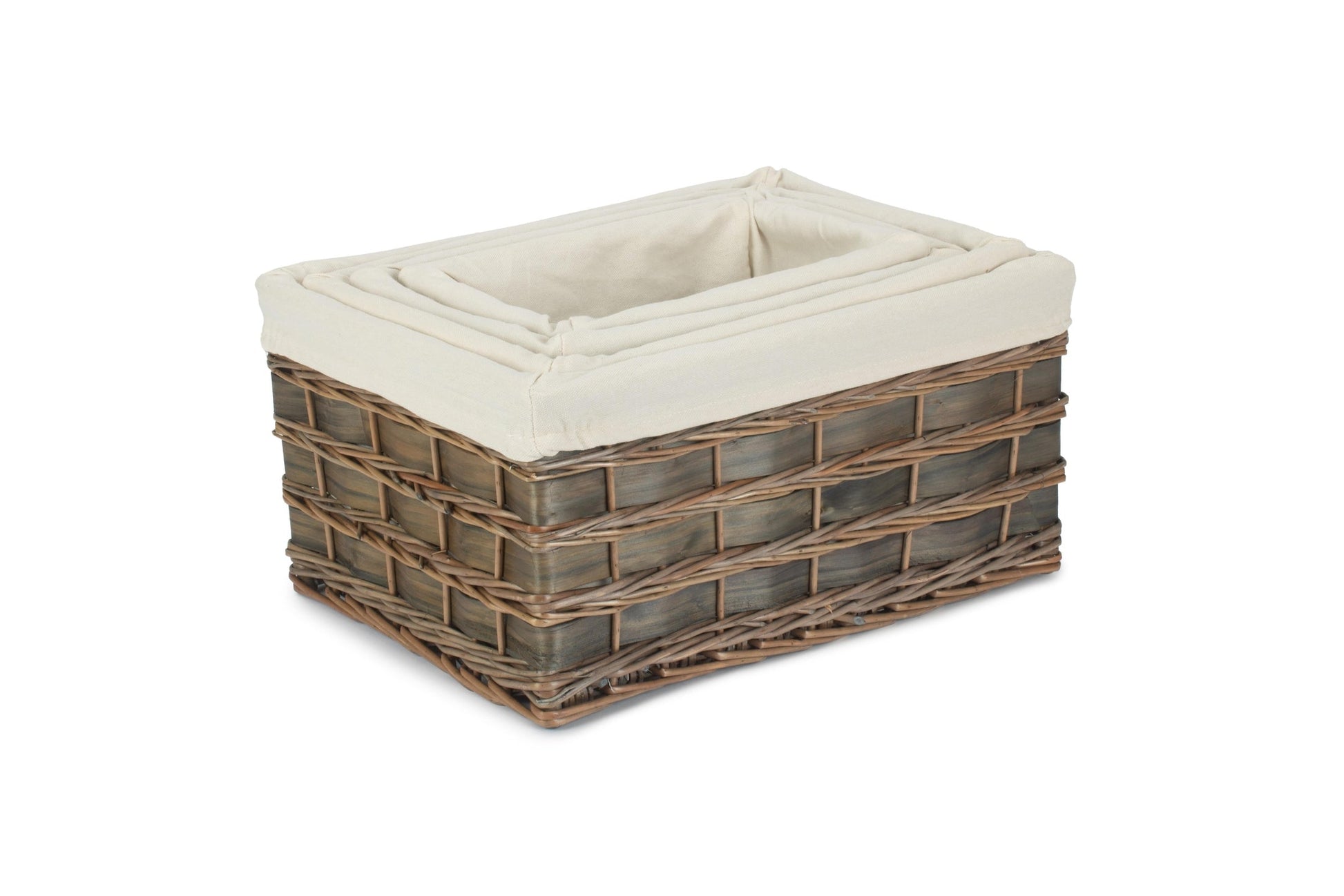 Grey Scandi Storage Basket with White Lining Set 4 - REGN