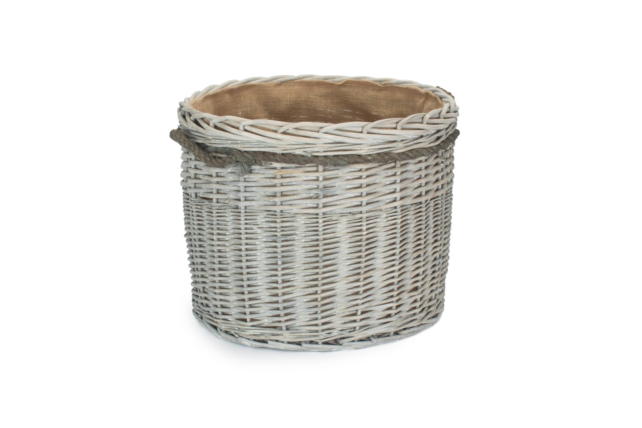 Grey Wash Willow Round Storage Basket Size 2 - Medium - REGN