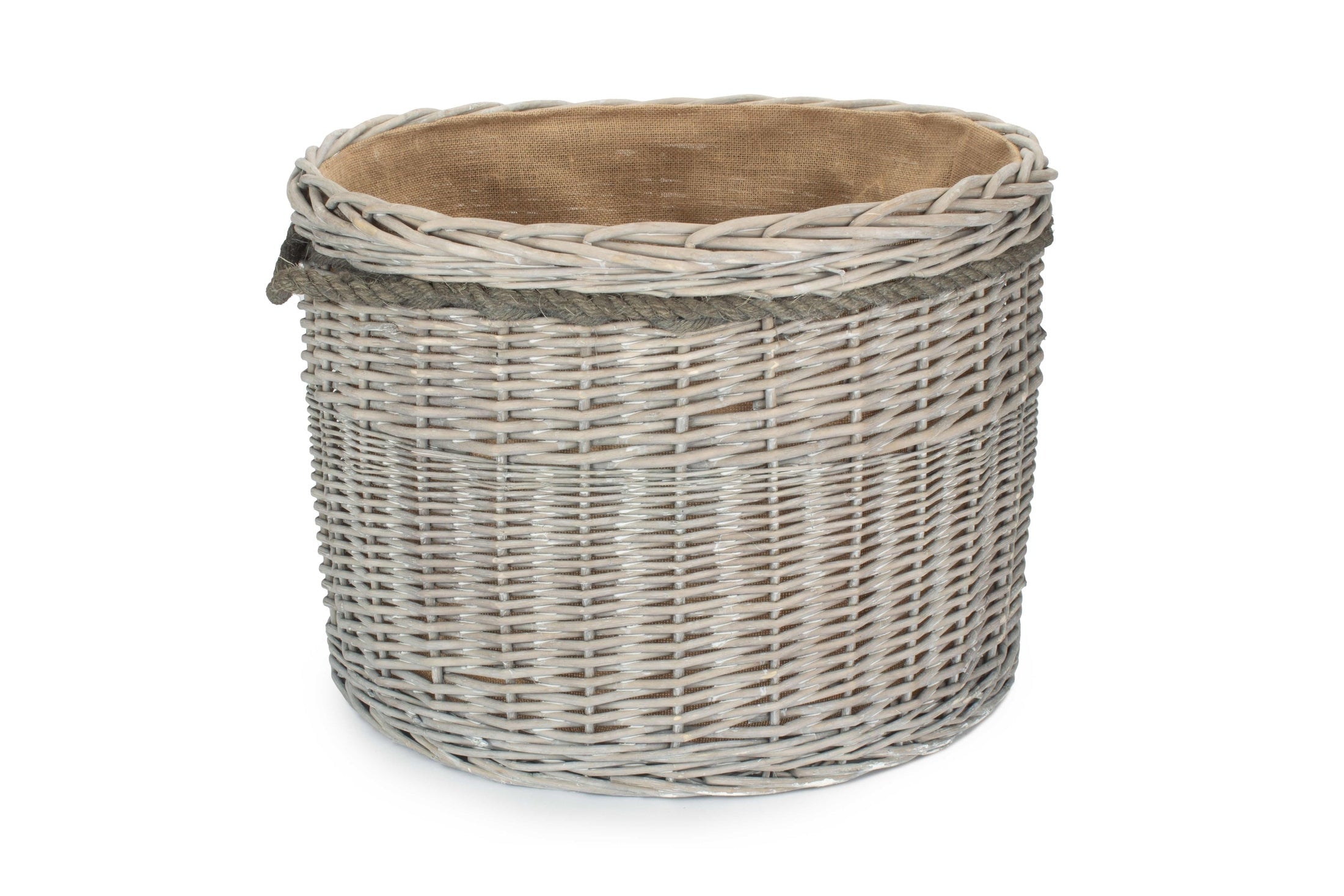 Grey Wash Willow Round Storage Basket Size 3 - Large - REGN
