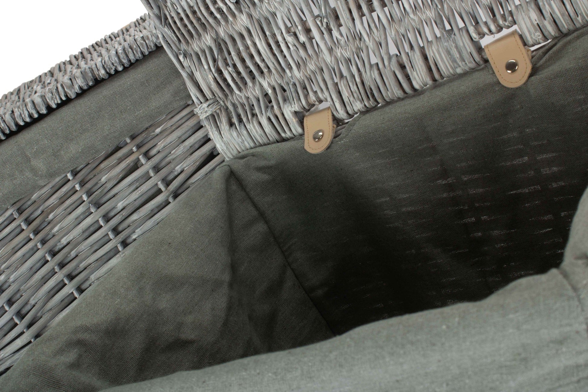 Grey Wash Willow Square Laundry Basket with Grey Sage Lining Set of 2 - REGN