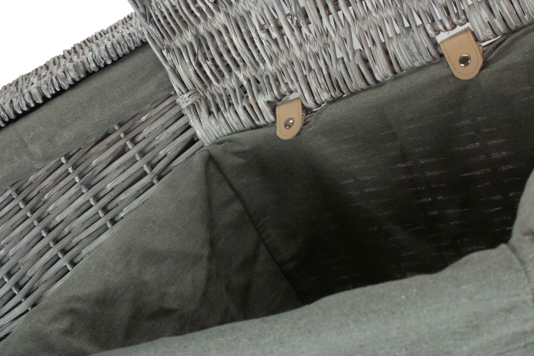 Grey Wash Willow Square Laundry Basket with Grey Sage Lining Set of 2 - REGN