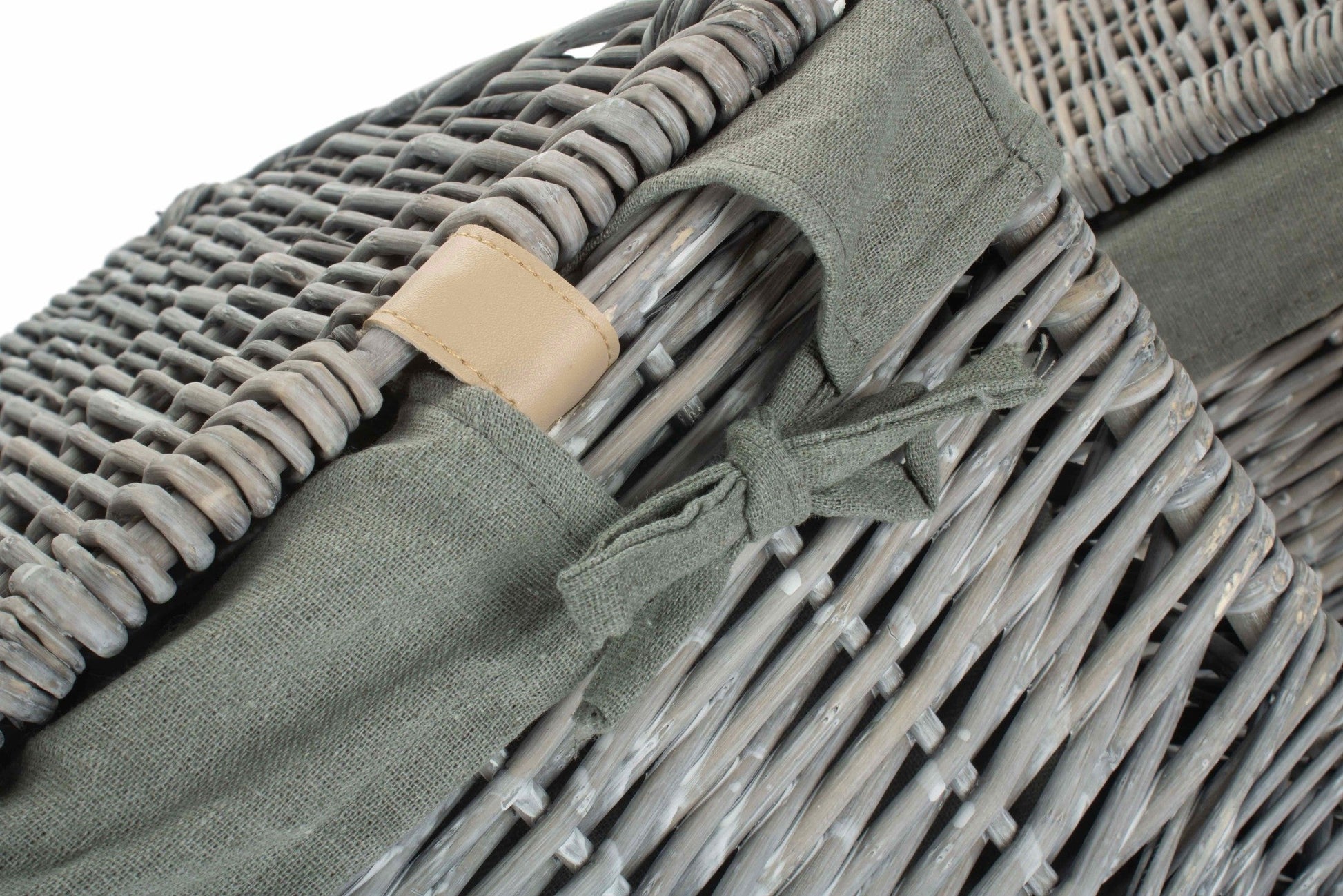 Grey Wash Willow Square Laundry Basket with Grey Sage Lining Set of 2 - REGN