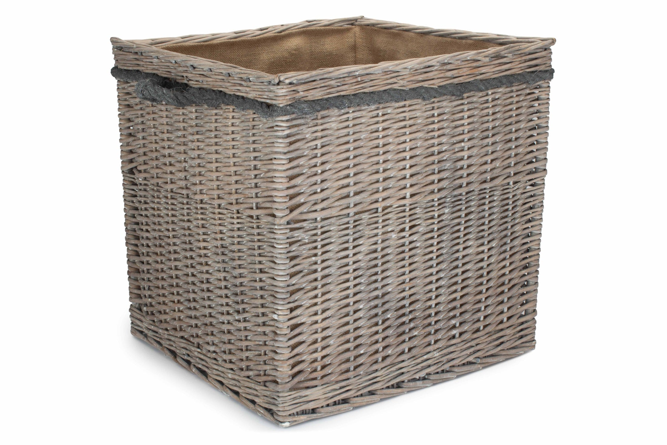 Grey Wash Willow Square Storage Basket Size 3 - Large - REGN
