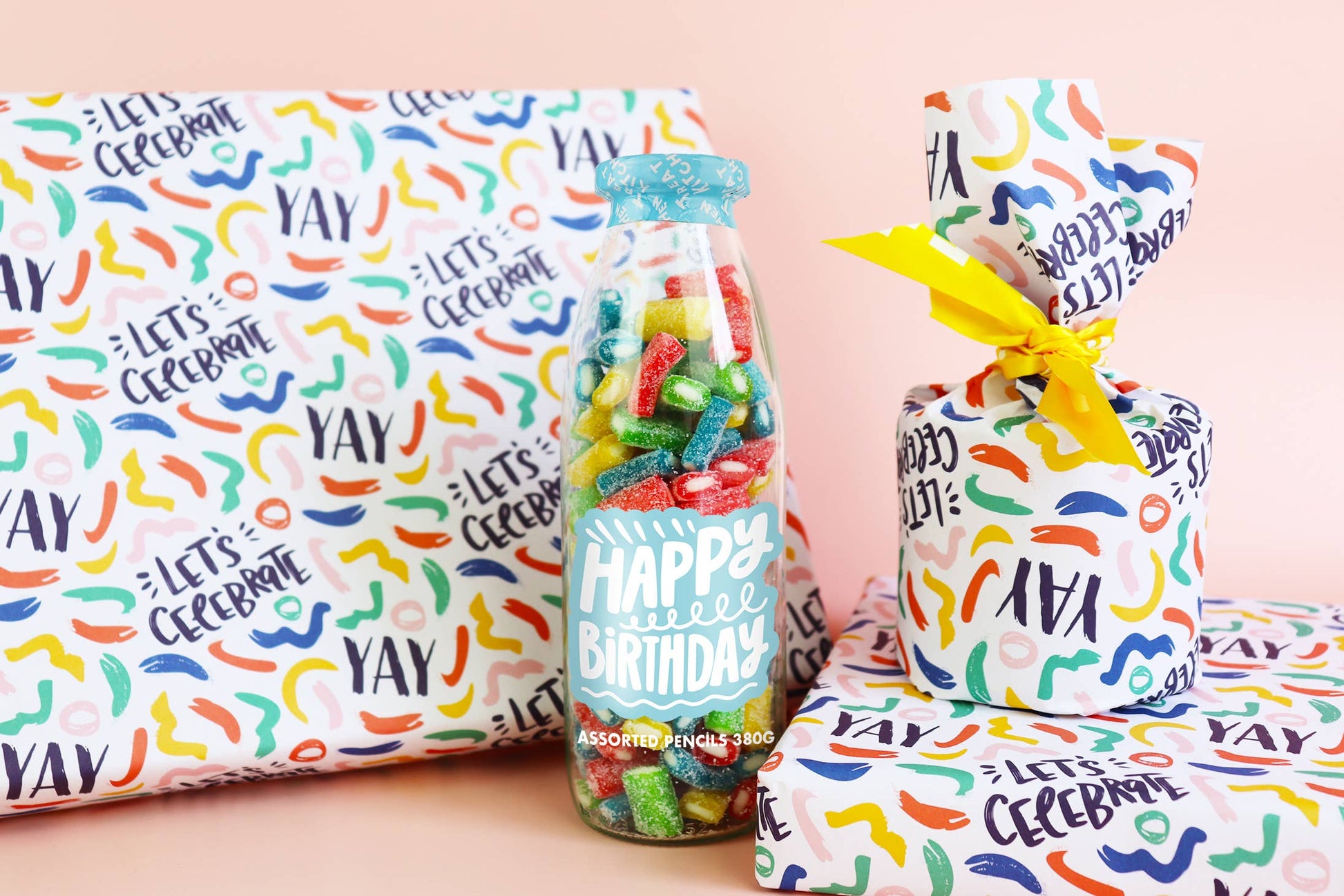 Happy Birthday Assorted Fruit Flavour Fizzy Gummy Pencils – 350g - REGN