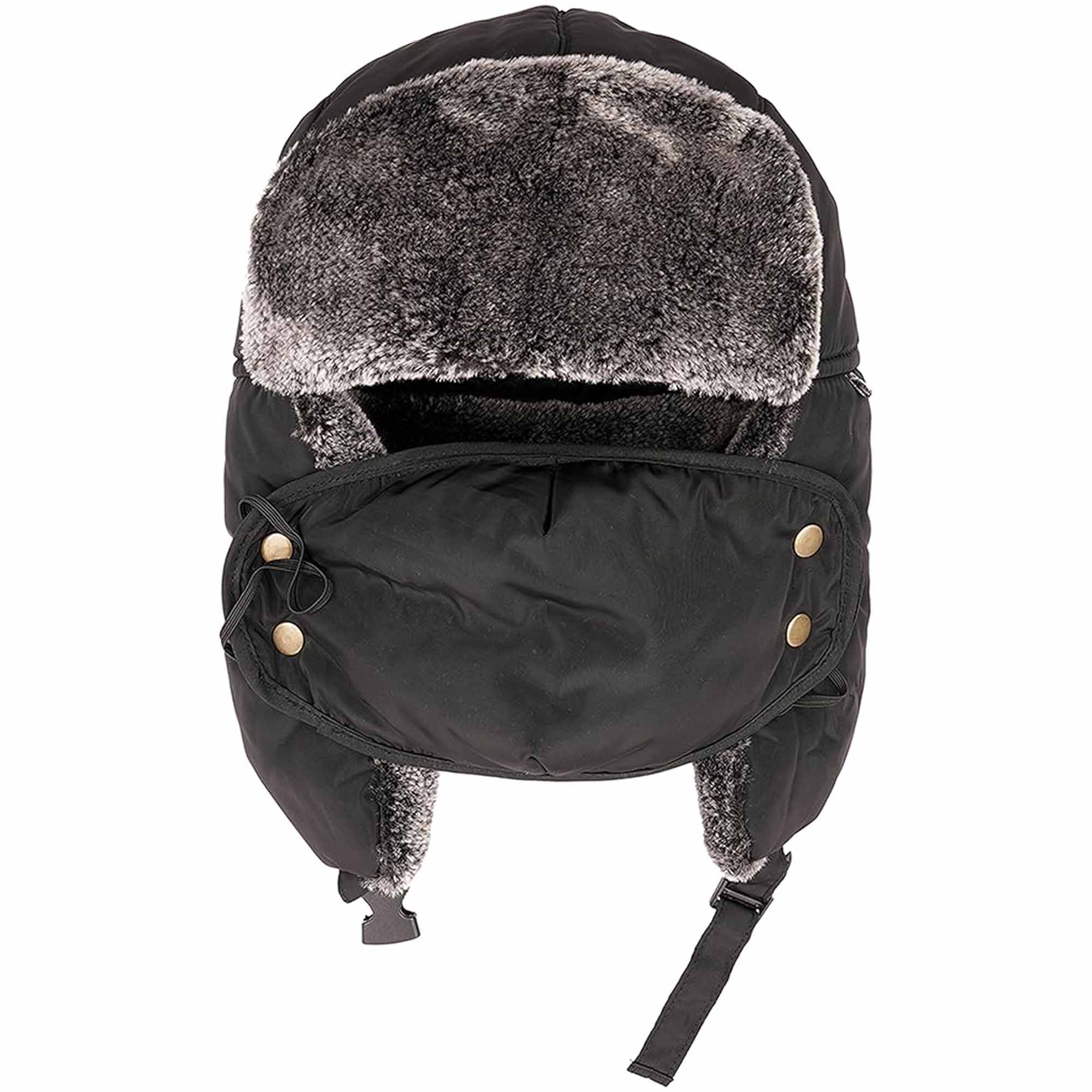Heatwave Men's 3 In 1 Trapper Hat With Mask Waterproof Faux Fur Lining Ear Flaps Neck - REGN