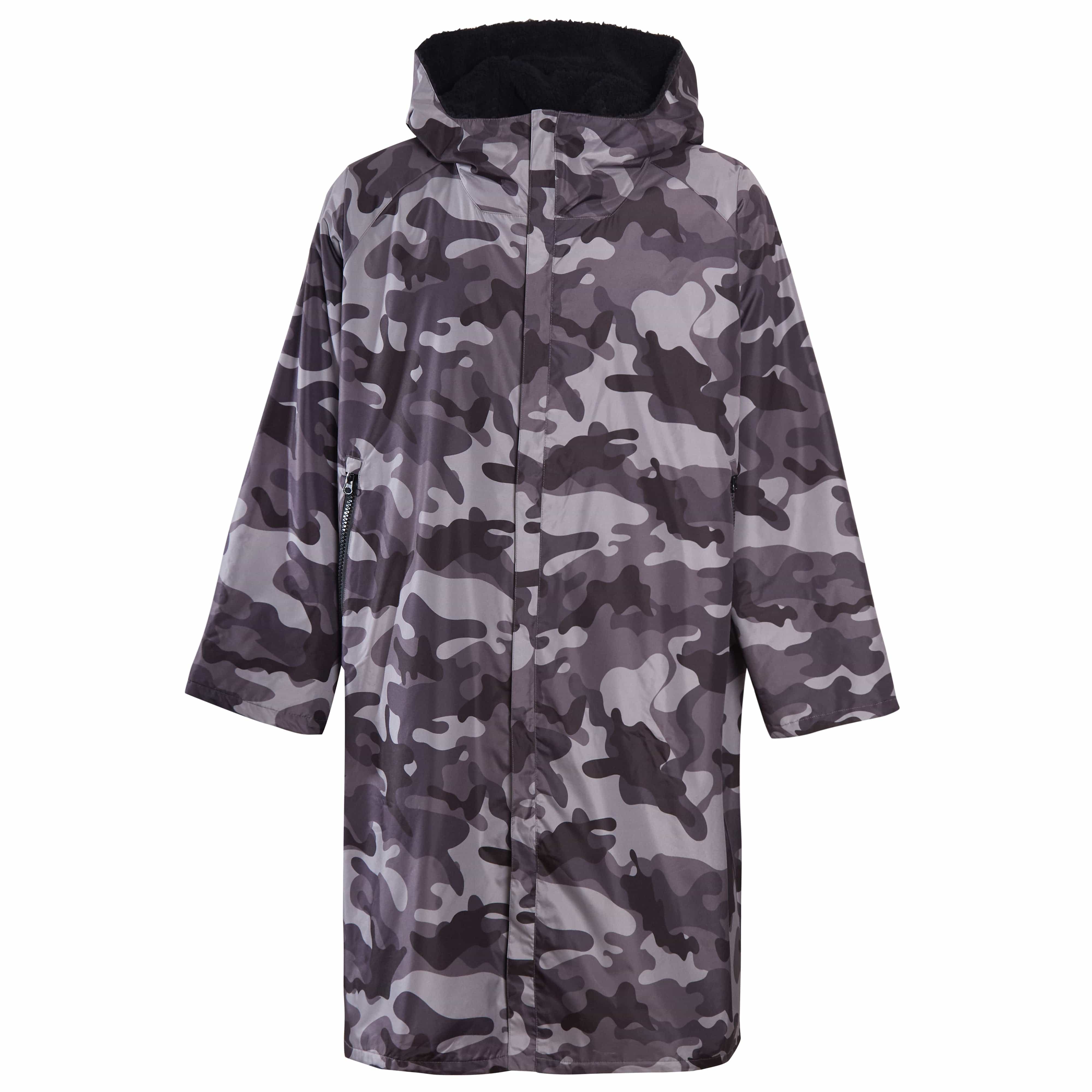 Heatwave Thermalwear Changing Robe Kids Unisex Hooded Coat Camouflage Black Windproof - REGN