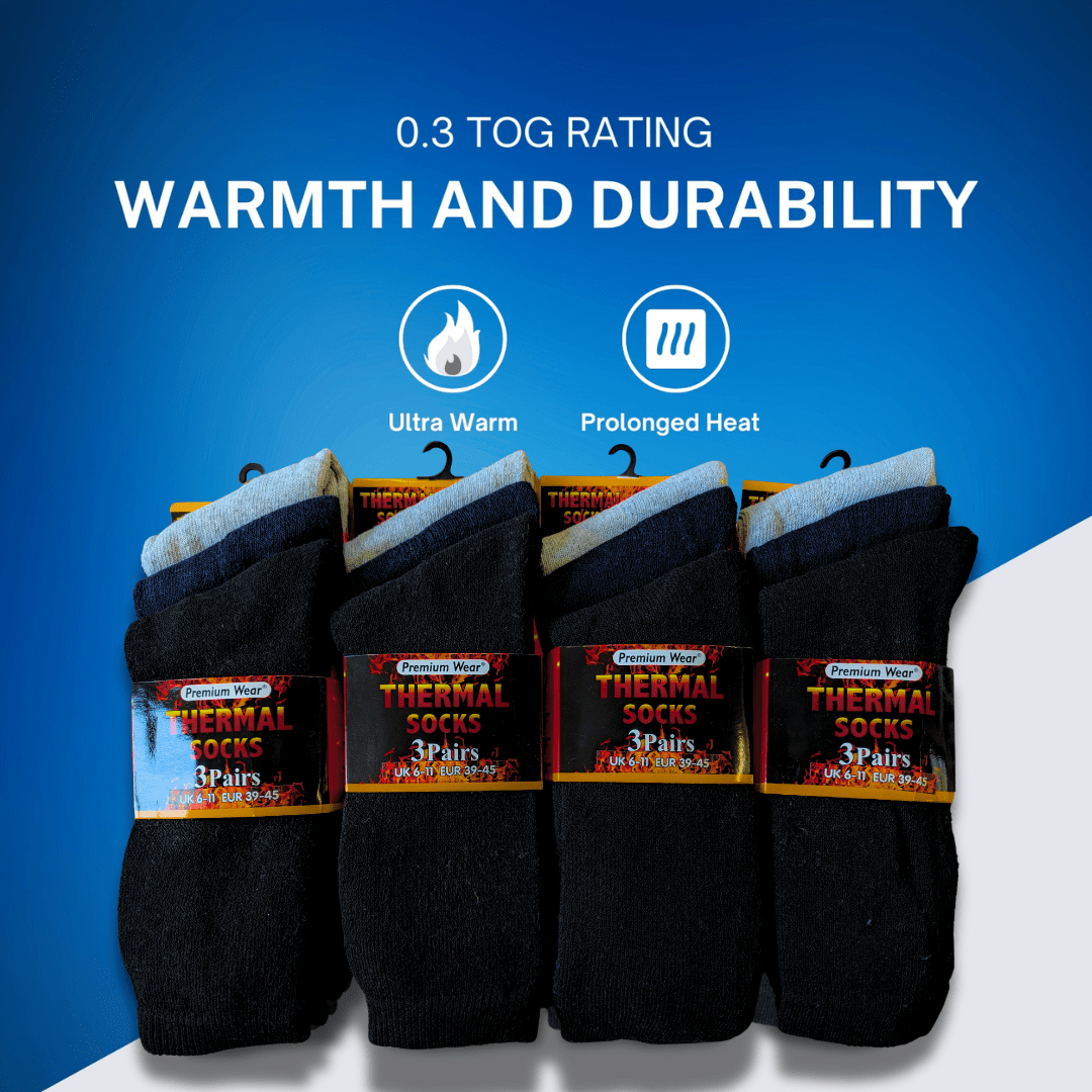 Heatwave Thermalwear Men's Black Thermal Socks 12 Pairs Double Brushed Advanced Knitting Technology - REGN