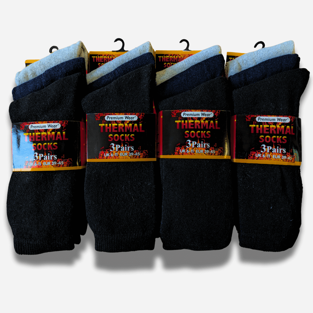 Heatwave Thermalwear Men's Black Thermal Socks 12 Pairs Double Brushed Advanced Knitting Technology - REGN
