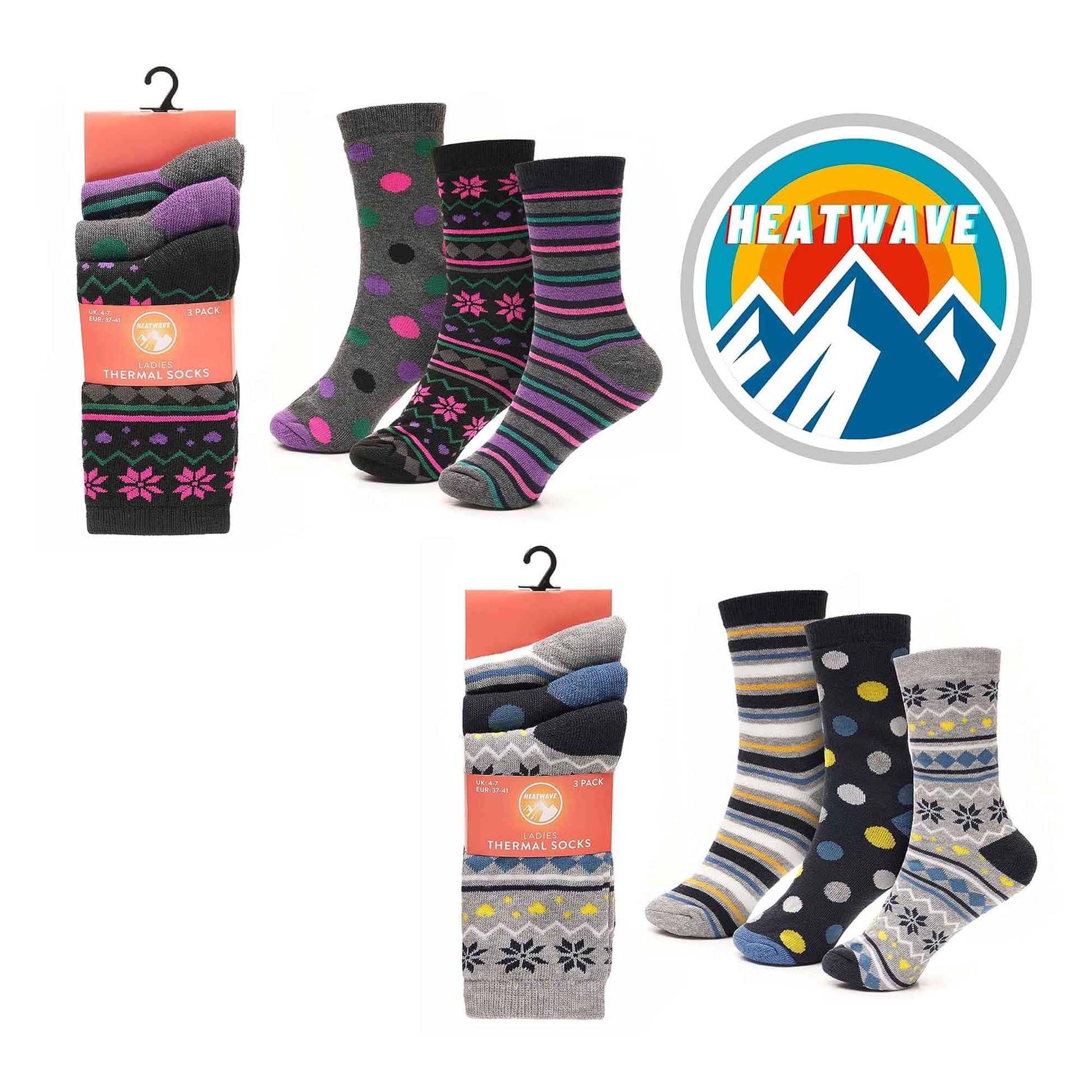 Heatwave Thermalwear Womens Thermal Socks 12 Pack 2.3 Tog Extra Warm Work Boots Outdoor - REGN