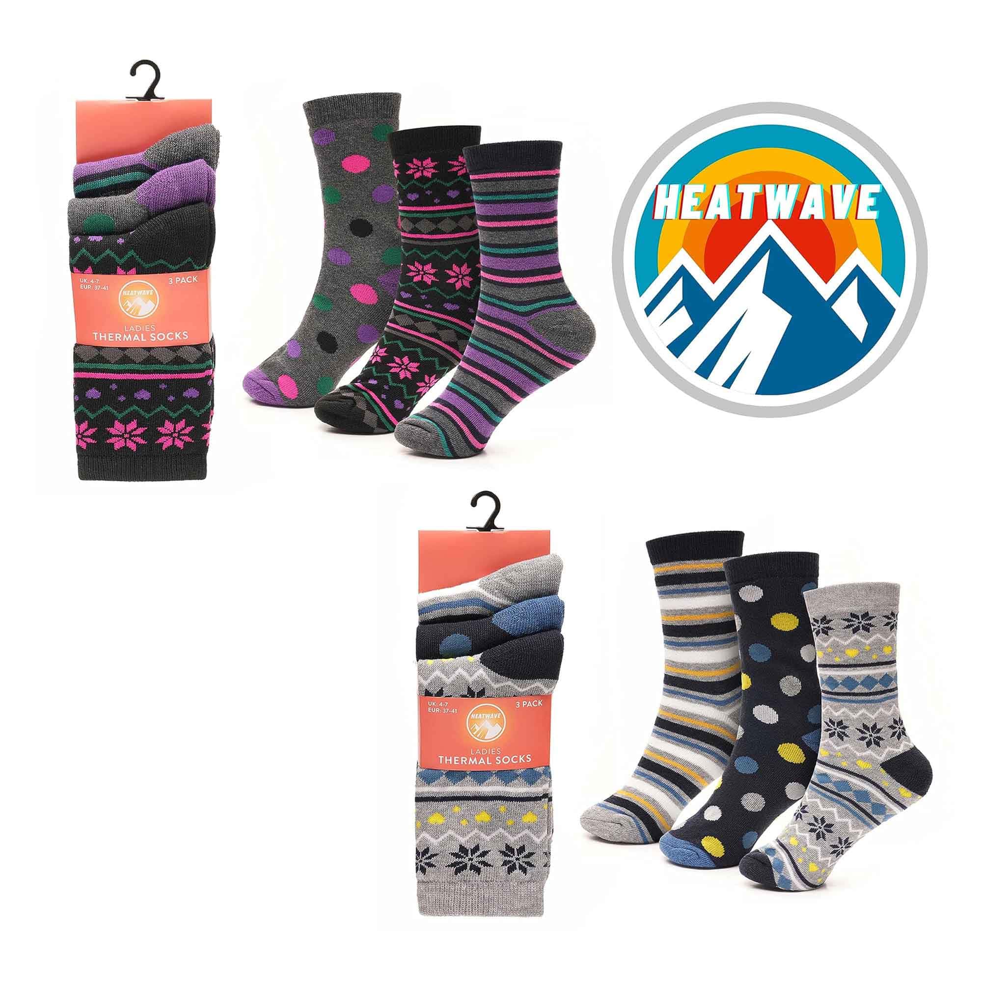 Heatwave Thermalwear Womens Thermal Socks 12 Pack 2.3 Tog Extra Warm Work Boots Outdoor - REGN