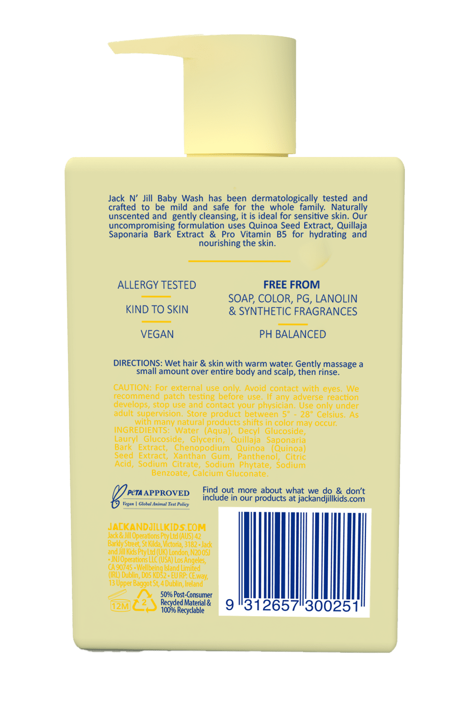 Jack N’ Jill Kids Baby Wash – Natural 300ml - REGN